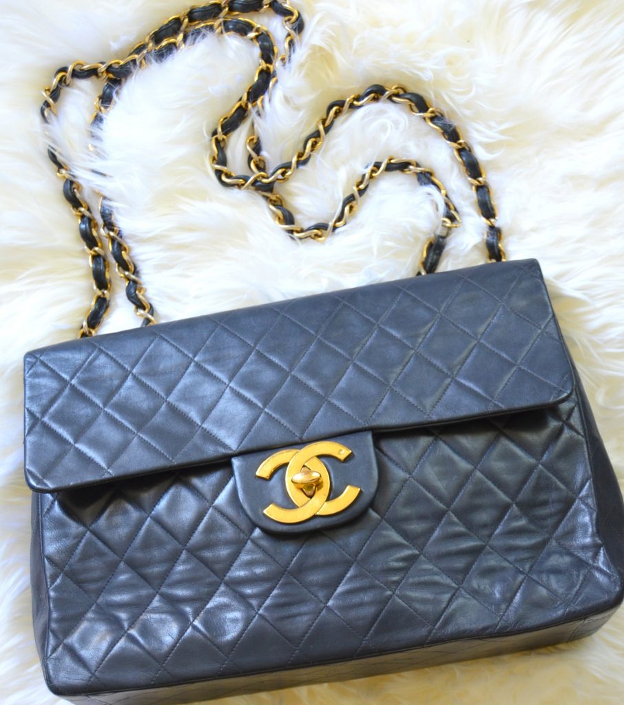 CHANEL Black Vintage Maxi/ XL Jumbo Classic Flap Gold Hw