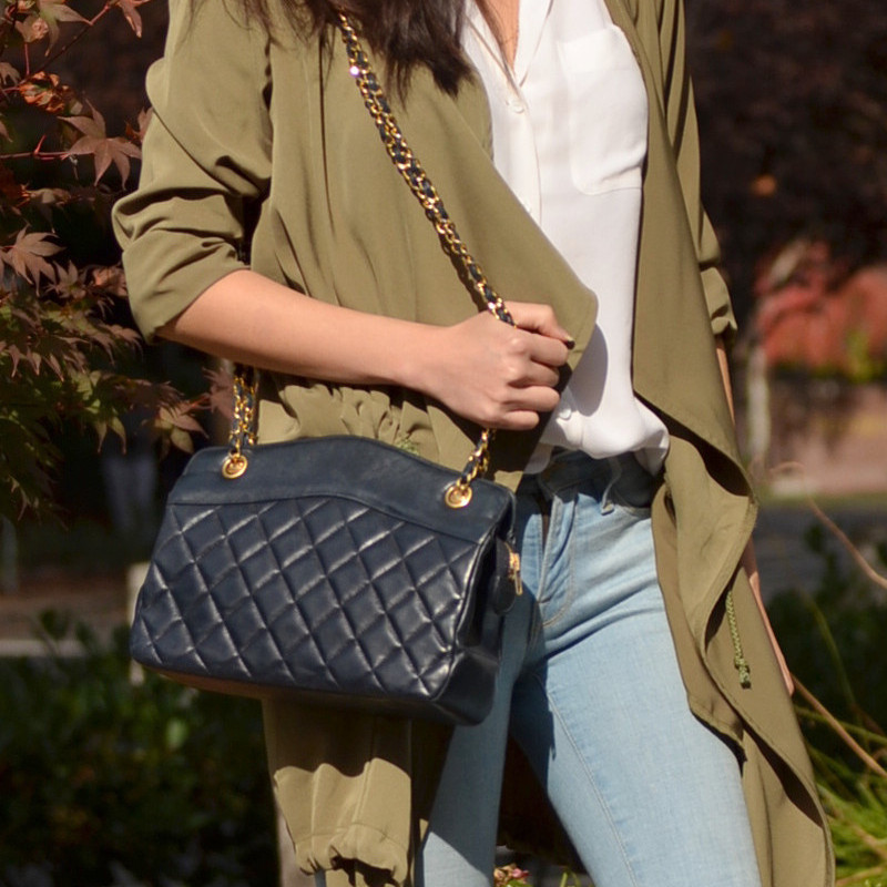 Outfit with a Crossbody Vintage Chanel Tote Bag - Lollipuff