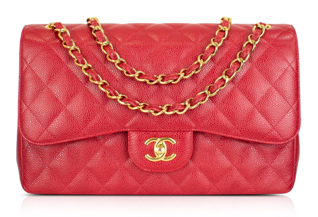 red caviar super fake Chanel jumbo double flap bag