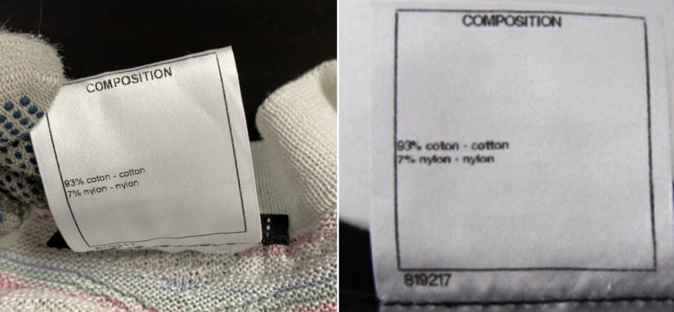 Chanel clothing online labels authenticate